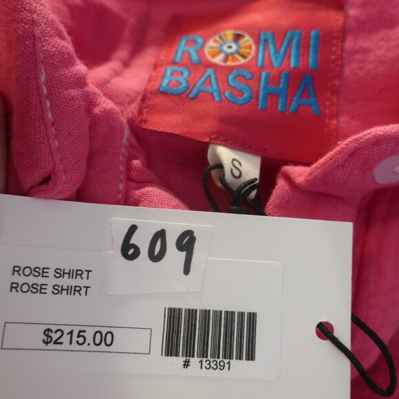 NWT Womens Romi Basha Rose Pink "Michelle" Leopard & Paisley Button Down Shirt S - Picture 8 of 8